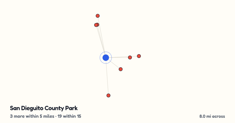 Map of San Dieguito County Park and the 19 other playgrounds within 15 miles